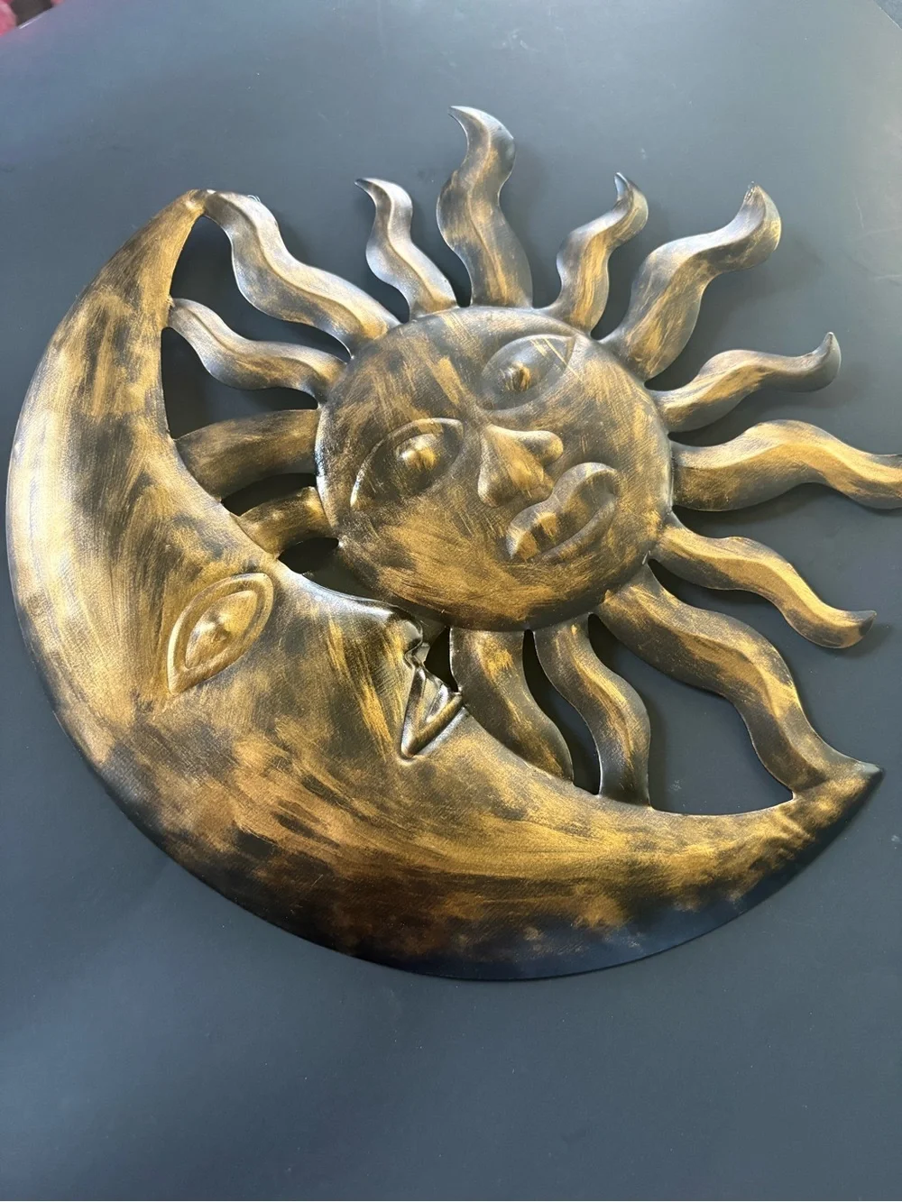 Bronze Sun and Moon Wall Art - Celestial Metal Decor